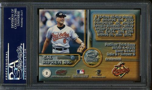 1999 Paramount Cooperstown Bound #2 Cal Ripken PSA 10 #22281703 - Back