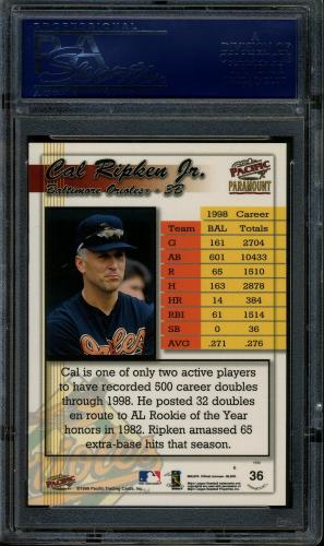 1999 Paramount Copper #36 Cal Ripken Jr. PSA 10 #21706747 - Back