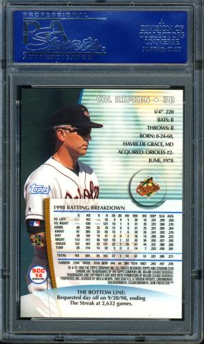 1999 Stadium Club Chrome Refractors #SCC14 Cal Ripken PSA 10 #16301166 - Back