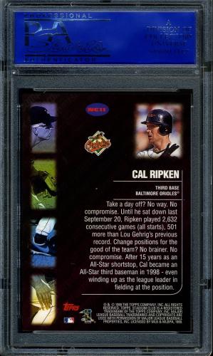1999 Stadium Club Never Compromise #NC11 Cal Ripken PSA 10 #30980367 - Back