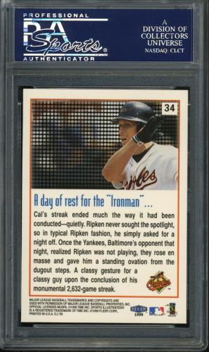 1999 Sports Illustrated #34 Cal Ripken SH PSA 10 #24054236 - Back