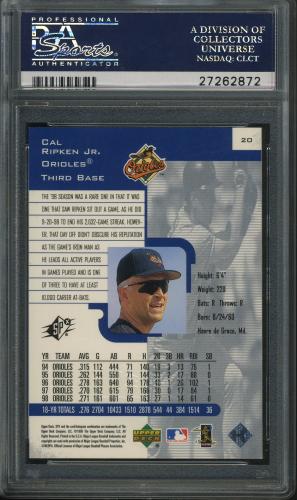 1999 SPx #20 Cal Ripken PSA 10 #27262872 - Back