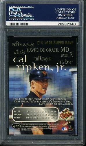 1999 Skybox Thunder Super Rave #285 Cal Ripken PSA 9 #26982340 - Back