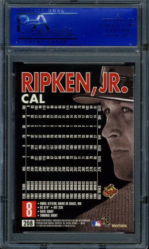1999 Skybox Premium #208 Cal Ripken PSA 10 #30980362 - Back
