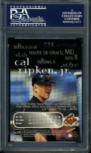 1999 Skybox Thunder Rave #285 Cal Ripken PSA 10 #24929210 - Back