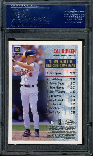 1999 Topps Chrome Record Numbers Refractors #RN9 Cal Ripken PSA 10 #16346053 - Back