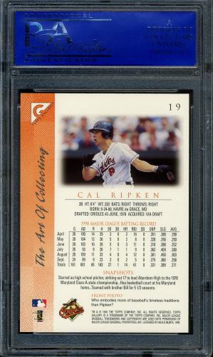 1999 Topps Gallery #019 Cal Ripken PSA 10 #30845012 - Back