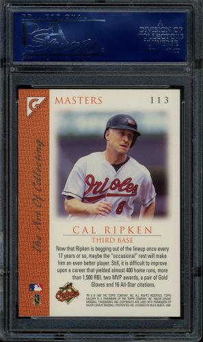 1999 Topps Gallery #113 Cal Ripken MAS PSA 10 #17357088 - Back