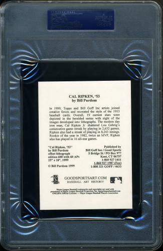 1999 Topps Gallery Heritage Postcards #5 Cal Ripken PSA 10 #21307783 - Back