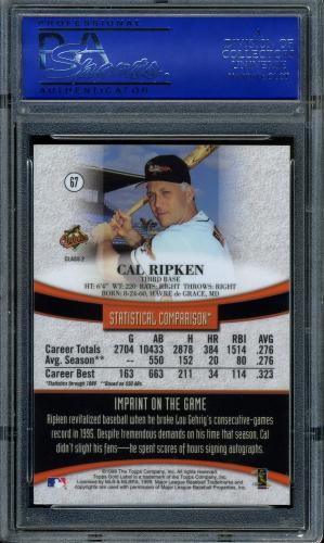 1999 Topps Gold Label Class 2 #67 Cal Ripken PSA 10 #11786445 - Back