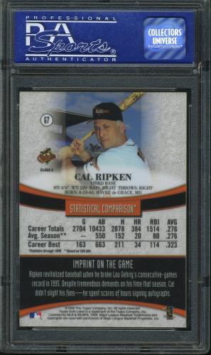 1999 Topps Gold Label Class 3 Red #67 Cal Ripken PSA 8 #08146792 - Back