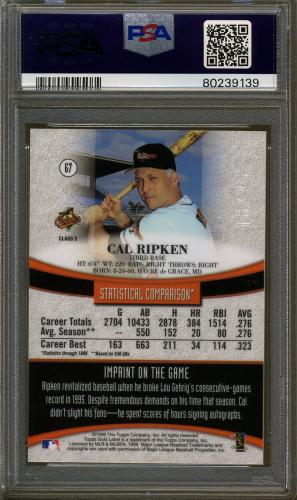 1999 Topps Gold Label Class 3 Red #67 Cal Ripken PSA 9 #80239139 - Back