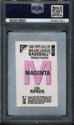 1999 Topps Gallery Press Plates #113 Cal Ripken MAS (Magenta) PSA Authentic #84907351 - Back
