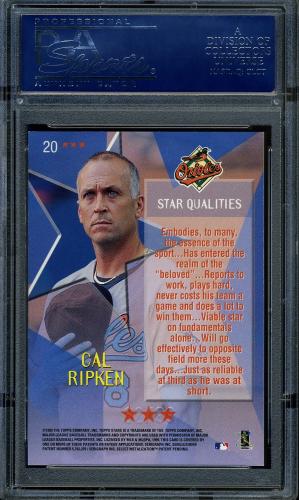 1999 Topps Stars Three Star Foil #20 Cal Ripken PSA 9 #06527952 - Back