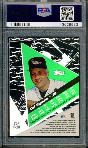 1999 Topps Tek #25A-20 Cal Ripken PSA 10 #43029933 - Back