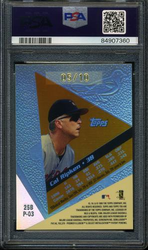 1999 Topps Tek Gold #25B-03 Cal Ripken Away PSA 9 #84907360 - Back