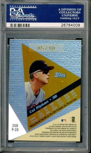 1999 Topps Tek Gold #25B-29 Cal Ripken Away PSA 9 #26764009 - Back