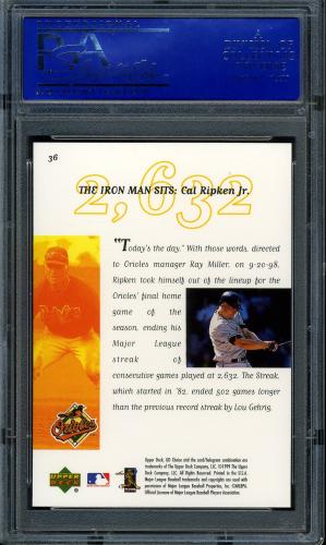 1999 UD Choice #36 Cal Ripken CG PSA 10 #81377661 - Back
