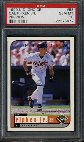 1999 UD Choice Preview #58 Cal Ripken Jr. PSA 10 #22375672