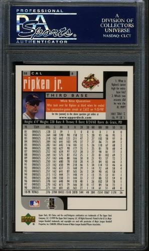 1999 UD Choice Preview #58 Cal Ripken Jr. PSA 10 #22375672 - Back
