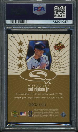 1999 UD Choice StarQuest Gold #SQ21 Cal Ripken PSA 8 #72201087 - Back