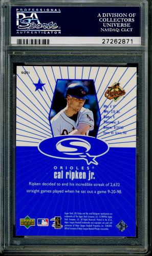 1999 UD Choice StarQuest #SQ21 Cal Ripken PSA 10 #27262871 - Back
