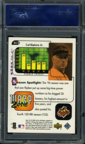 1999 UD Ionix Warp Zone #WZ2 Cal Ripken PSA 10 #21123592 - Back