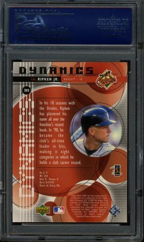 1999 Upper Deck MVP Dynamics #D13 Cal Ripken PSA 10 #20339057 - Back