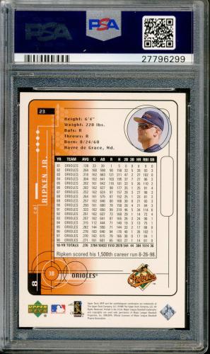 1999 Upper Deck MVP Silver Script #23 Cal Ripken PSA 10 #27796299 - Back