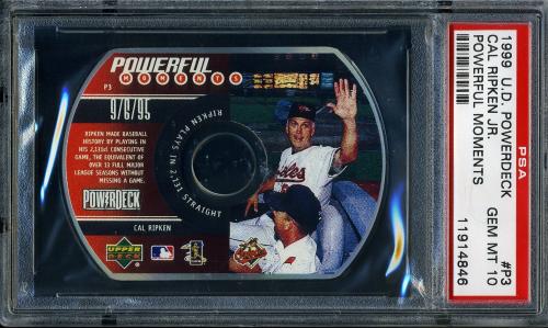 1999 Upper Deck PowerDeck Powerful Moments #P3 Cal Ripken PSA 10 #11914846