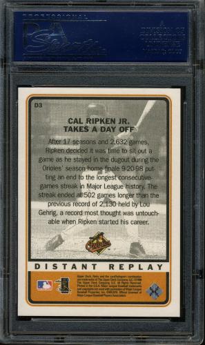 1999 Upper Deck Retro Distant Replay #D3 Cal Ripken PSA 10 #20535970 - Back