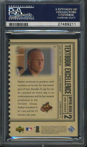 1999 Upper Deck Textbook Excellence Double #T5 Cal Ripken PSA 10 #27469211 - Back