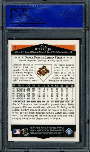 1999 Upper Deck Ultimate Victory #17 Cal Ripken PSA 9 #30980389 - Back