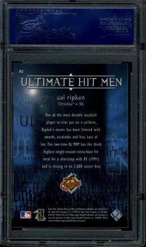 1999 Upper Deck Ultimate Victory Ultimate Hit Men #H2 Cal Ripken PSA 10 #17896877 - Back