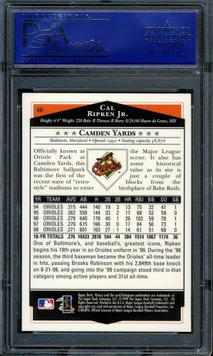 1999 Upper Deck Victory #046 Cal Ripken PSA 10 #30556715 - Back