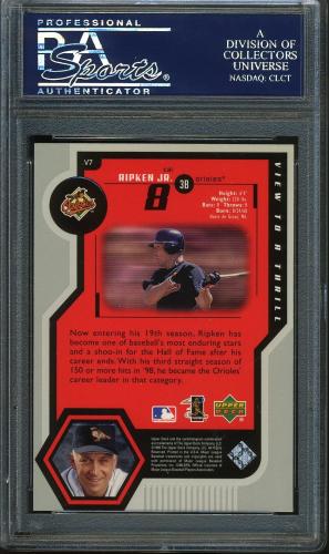 1999 Upper Deck View to a Thrill #V7 Cal Ripken PSA 10 #22281609 - Back