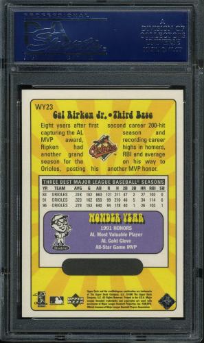 1999 Upper Deck Wonder Years #W23 Cal Ripken PSA 10 #17784406 - Back