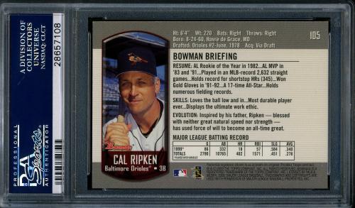2000 Bowman #105 Cal Ripken PSA 10 #28657108 - Back