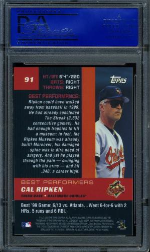 2000 Bowman's Best #91 Cal Ripken BP PSA 10 #11786452 - Back