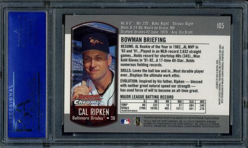 2000 Bowman Chrome #105 Cal Ripken PSA 10 #31078832 - Back