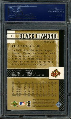 2000 Black Diamond Rookie Edition #21 Cal Ripken PSA 10 #21615212 - Back