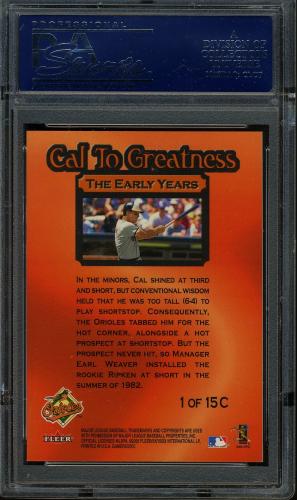 2000 Fleer Gamers Cal to Greatness #01 Cal Ripken PSA 10 #20020076 - Back