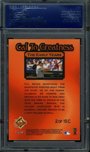 2000 Fleer Gamers Cal to Greatness #02 Cal Ripken PSA 10 #17697046 - Back