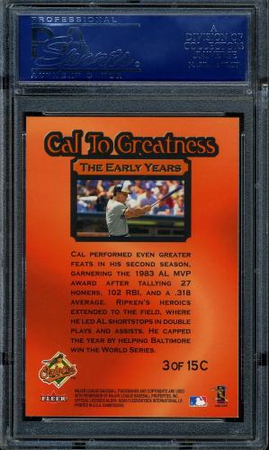2000 Fleer Gamers Cal to Greatness #03 Cal Ripken PSA 10 #16719249 - Back