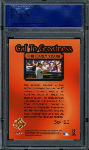 2000 Fleer Gamers Cal to Greatness #05 Cal Ripken PSA 10 #14174223 - Back
