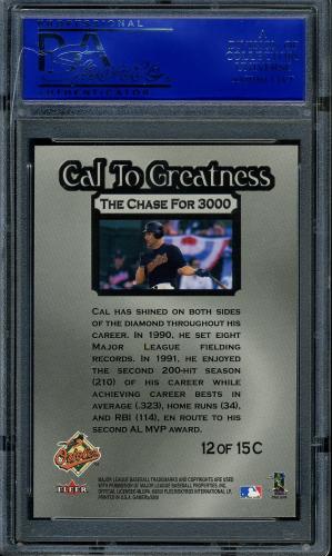 2000 Fleer Gamers Cal to Greatness #12 Cal Ripken PSA 9 #30980408 - Back