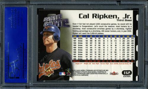 2000 Fleer Gamers Extra #112 Cal Ripken FG PSA 9 #30980410 - Back