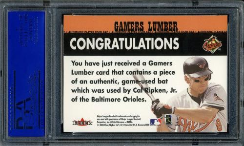 2000 Fleer Gamers Lumber #37 Cal Ripken PSA 9 #30980411 - Back