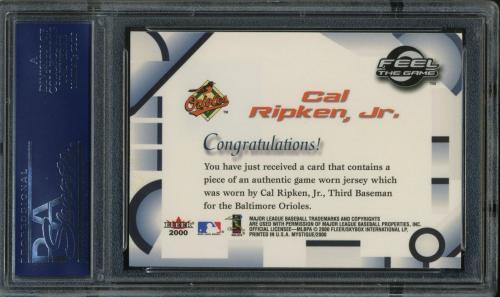 2000 Fleer Mystique Feel the Game #11 Cal Ripken Jsy PSA 10 #20708351 - Back
