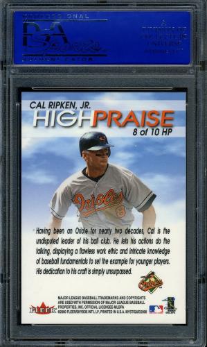 2000 Fleer Mystique High Praise #8 Cal Ripken PSA 10 #30980412 - Back